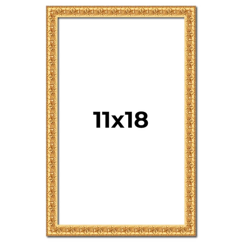 11x18 Frame Gold Real Wood Picture Frame Width 1 inches | Interior