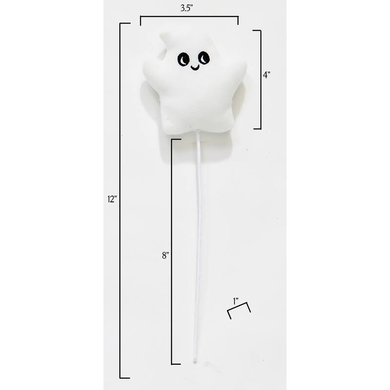 4" Halloween Ghost on a 8" Floral Pick, Set of 6