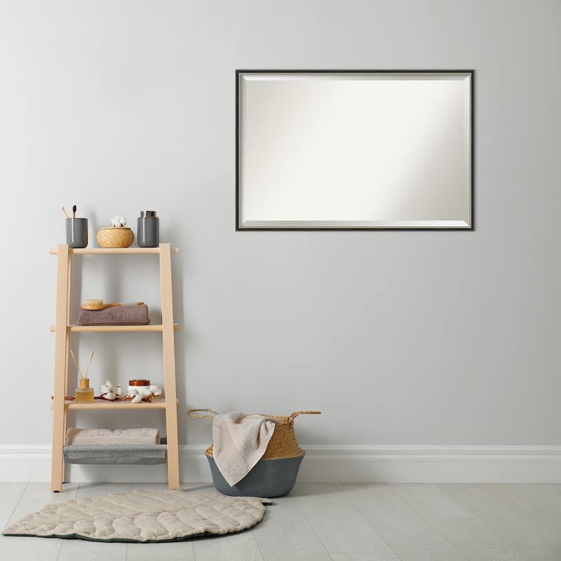 Theo Narrow Beveled Wood Framed Bathroom Vanity Wall Mirror
