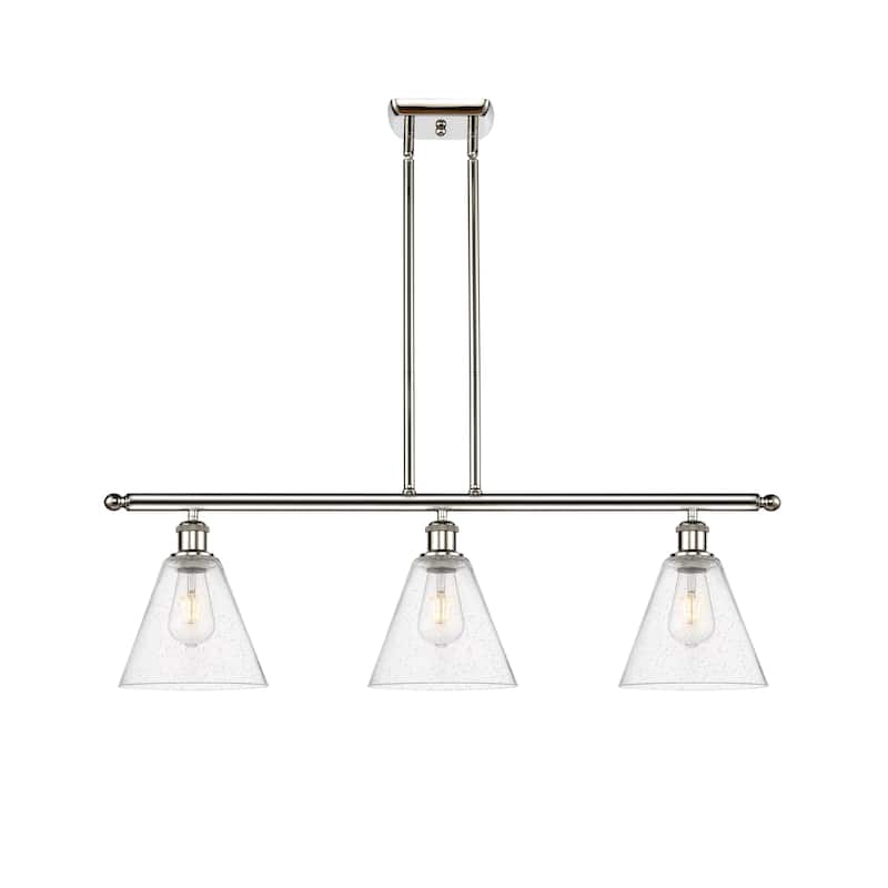 Innovations Lighting Berkshire - 3 Light 36" Stem Hung Island Light - Polished Nickel/Seedy