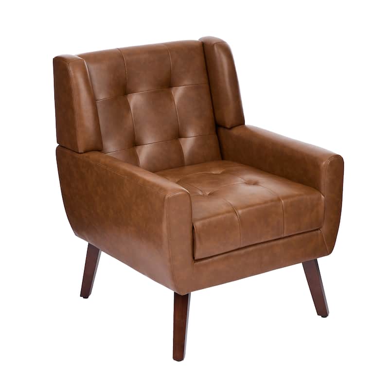 Tufted Wingback Accent Chairs Linen/Faux Leather/Velvet Armchairs Set of 2