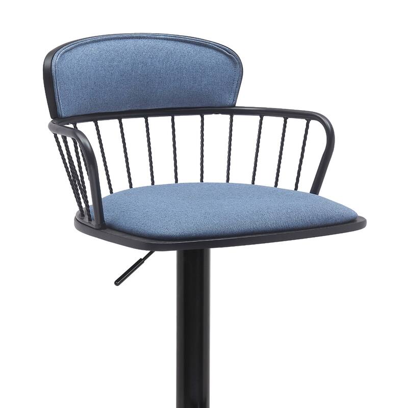 Adjustable Height Swivel Bar Stool with Faux Leather Seat Footrest and Metal Pedestal Base for Kitchen - 43”H x 19”W x 20”D