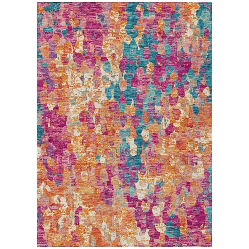 HomeRoots Abstract Transitional Rectangle Outdoor Rug