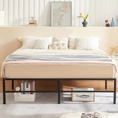 VECELO 14/16/18 inch Metal Platform Bed Frames Steel Slat,Mattress Foundation with Steel Slat Support/No Box Spring Needed