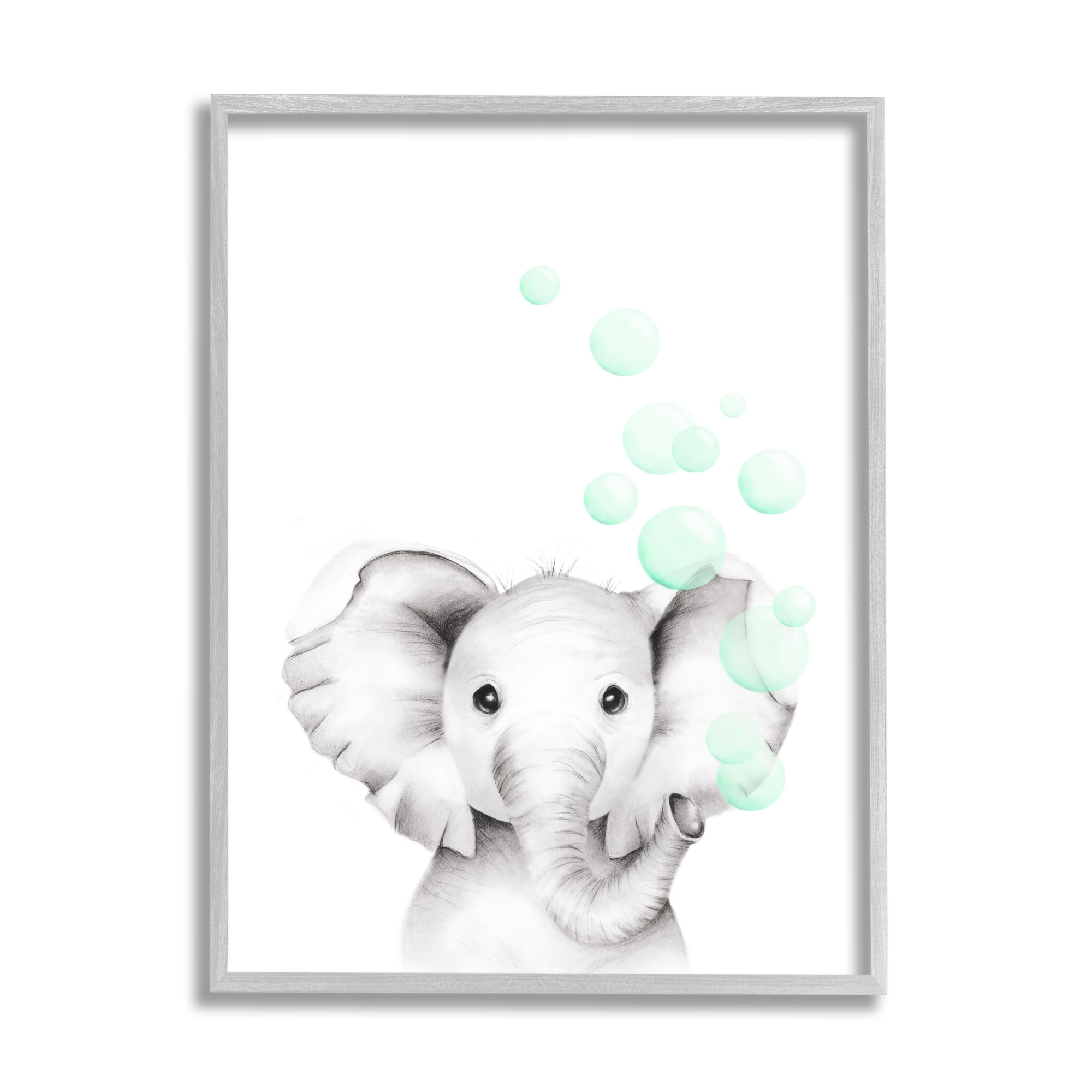 Stupell Cute Cartoon Baby Elephant Zoo Animal Painting,11x14, Design By Artist Studio Q - Grey