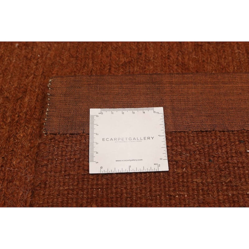 ECARPETGALLERY Flat-Weave Natural Brown Wool Tapestry Kilim - 6'8 x 9'10