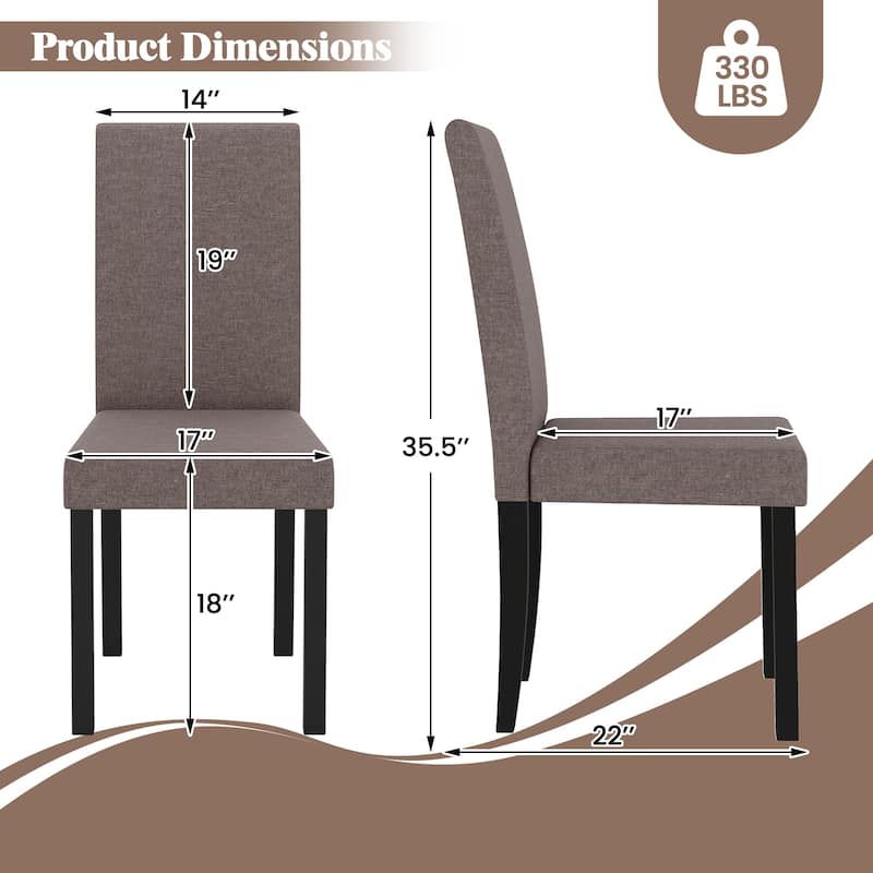 Gymax Dining Chair Set of 4 Fabric Upholstered Rubber Wood Legs Side