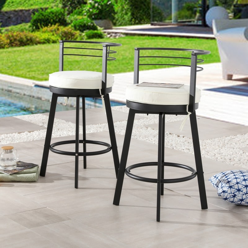 Outdoor bar sales height swivel chairs