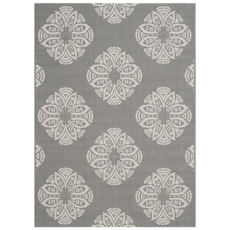 SAFAVIEH Courtyard Cedrine Floral Medallion Indoor/ Outdoor Waterproof Patio Rug Backyard