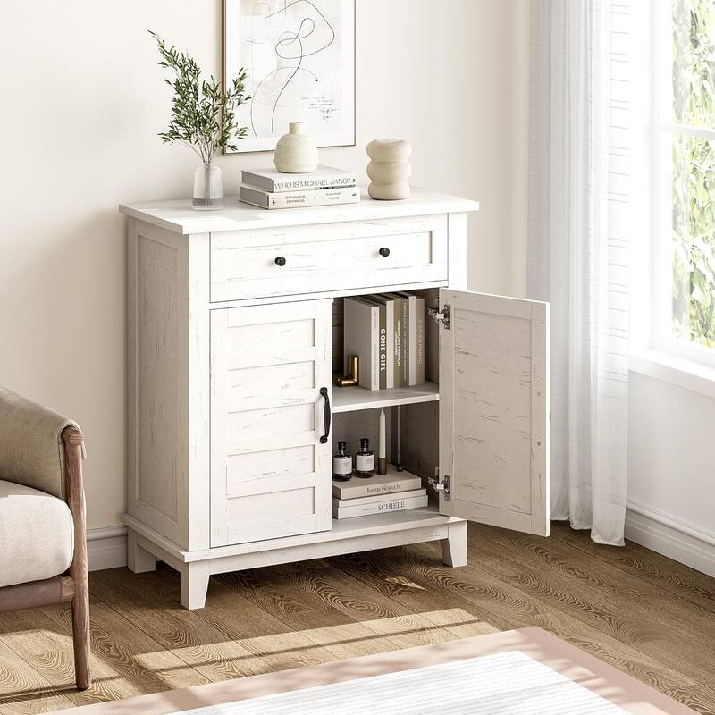 Farmhouse Storage Cabinet, 3-Tiers Adjustable Shelf, Multi-Functional Entryway Cabinet