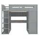 preview thumbnail 29 of 78, Stylish Loft Bed Wood Bed Loft Frame with Built-in Desk and Bookshelf, Double Door Wardrobe, Storage Shelves Ladder, 4 Drawers