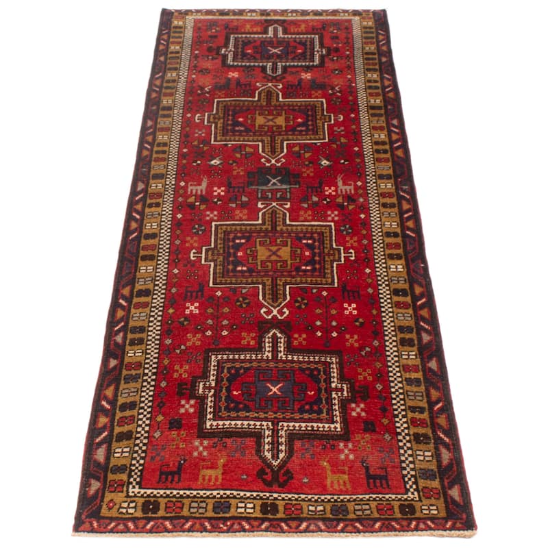ECARPETGALLERY Hand-knotted Konya Anatolian Red Wool Rug - 3'5 x 9'10