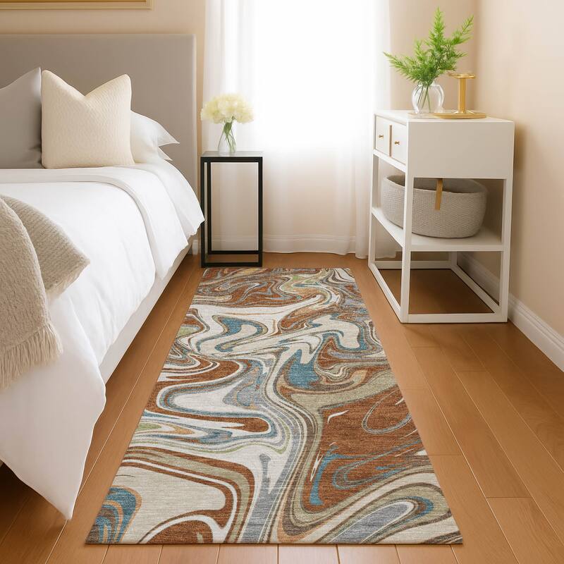 Machine Washable Indoor/ Outdoor Contemproary Fusion Chantille Rug