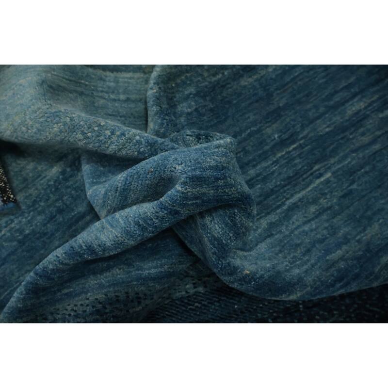 Hand Knotted Oriental 100% Wool Carpet Tribal Contemporary Navy Blue & Blues Gabbeh Area Rug - 6' 4'' X 4' 7''