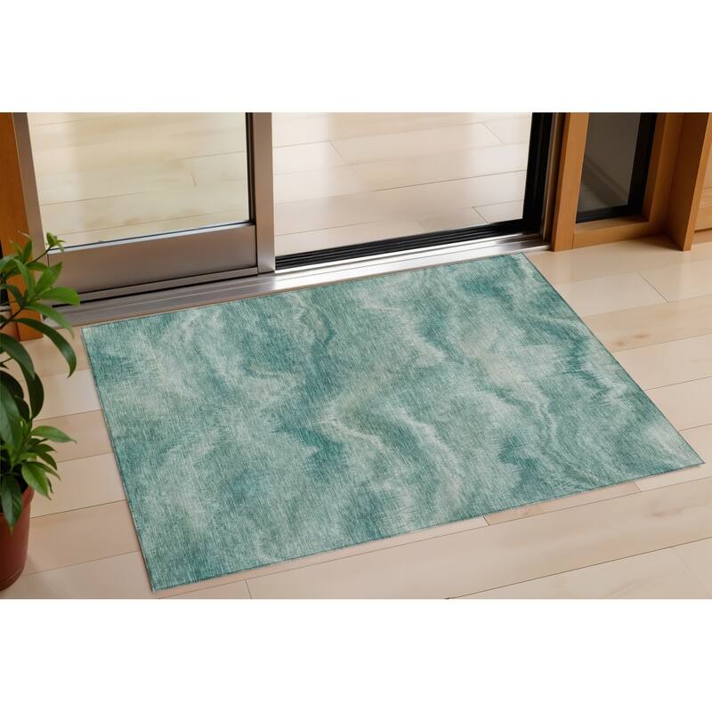 HomeRoots Abstract Transitional Rectangle Outdoor Rug - 3' x 5'