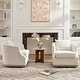 preview thumbnail 2 of 10, KINWELL 31" Wide Linen Fabric Upholstered Swivel Barrel Accent Chair