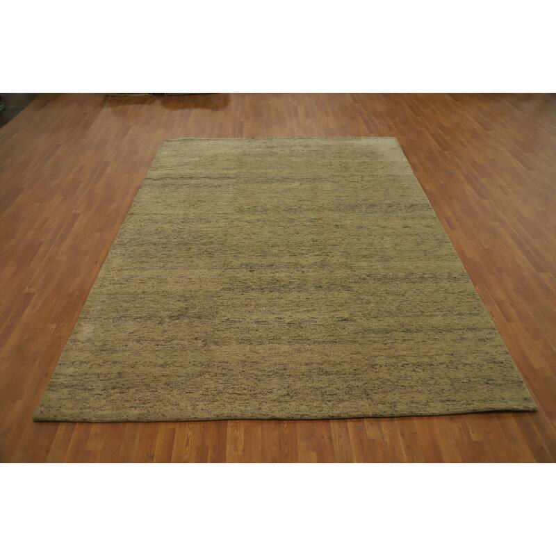Hand Knotted Oriental 100% Wool Carpet Modern Modern Beige & Ivories Gabbeh Area Rug - 11' 3'' X 8' 4''