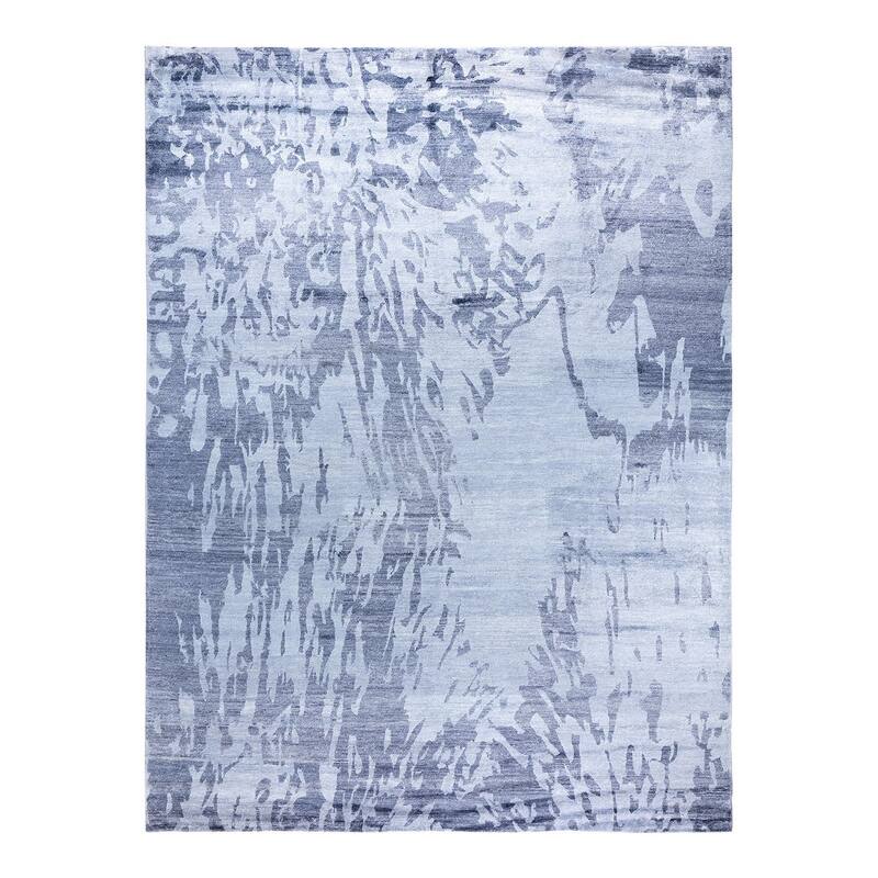 Modern One-of-a-Kind Hand-Knotted Area Rug, Blue - 9' 1" x 12' 1"