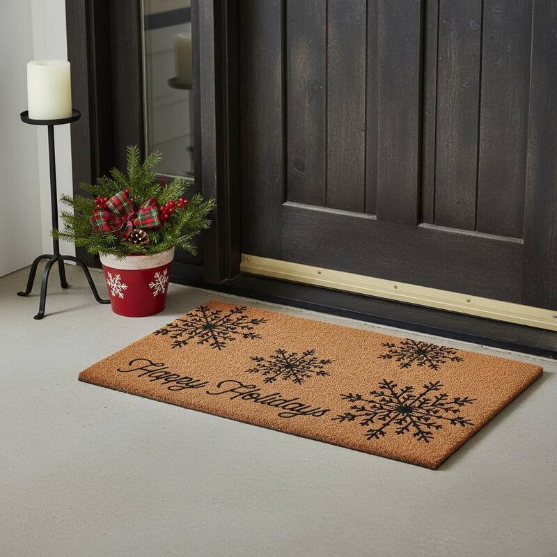 HomeRoots 17" X 29" Brown And Black Christmas Merry Christmas Outdoor Coir Door Mat - 17.00' X '29.00 - 17.00' X '29.00