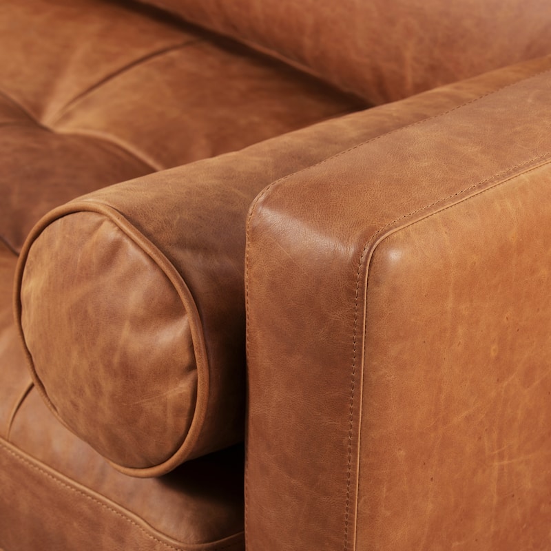 Poly & Bark Napa 82" Leather Pull-Out Convertible Sleeper Sofa - Full Grain Genuine Italian Leather