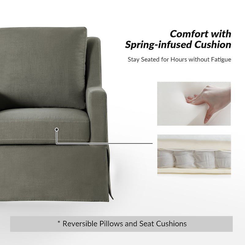 Stan Farmhouse Slipcover Rocking Swivel Chair by HULALA HOME