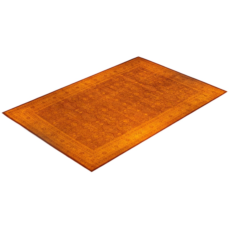 Overton Handknotted Wool Vintage Inspired Contemporary Overdyed Orange Area Rug - 18' 1" x 12' 4"