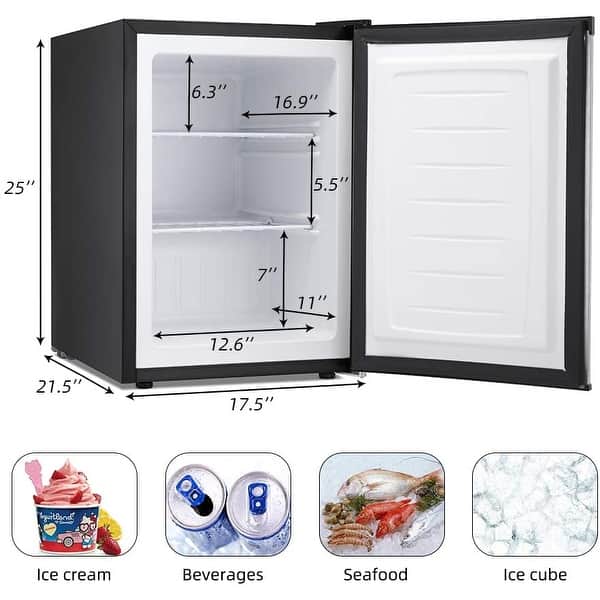 2.1 Cu.ft Compact Upright Freezers with Reversible Single Door Bed