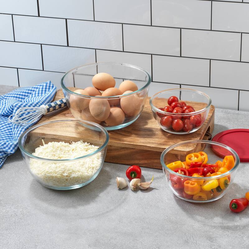 JoyFul by JoyJolt Set of 4 Glass Mixing Bowls With Lids - 16.5 oz, 33.5 oz, 50.5oz, 67.5oz