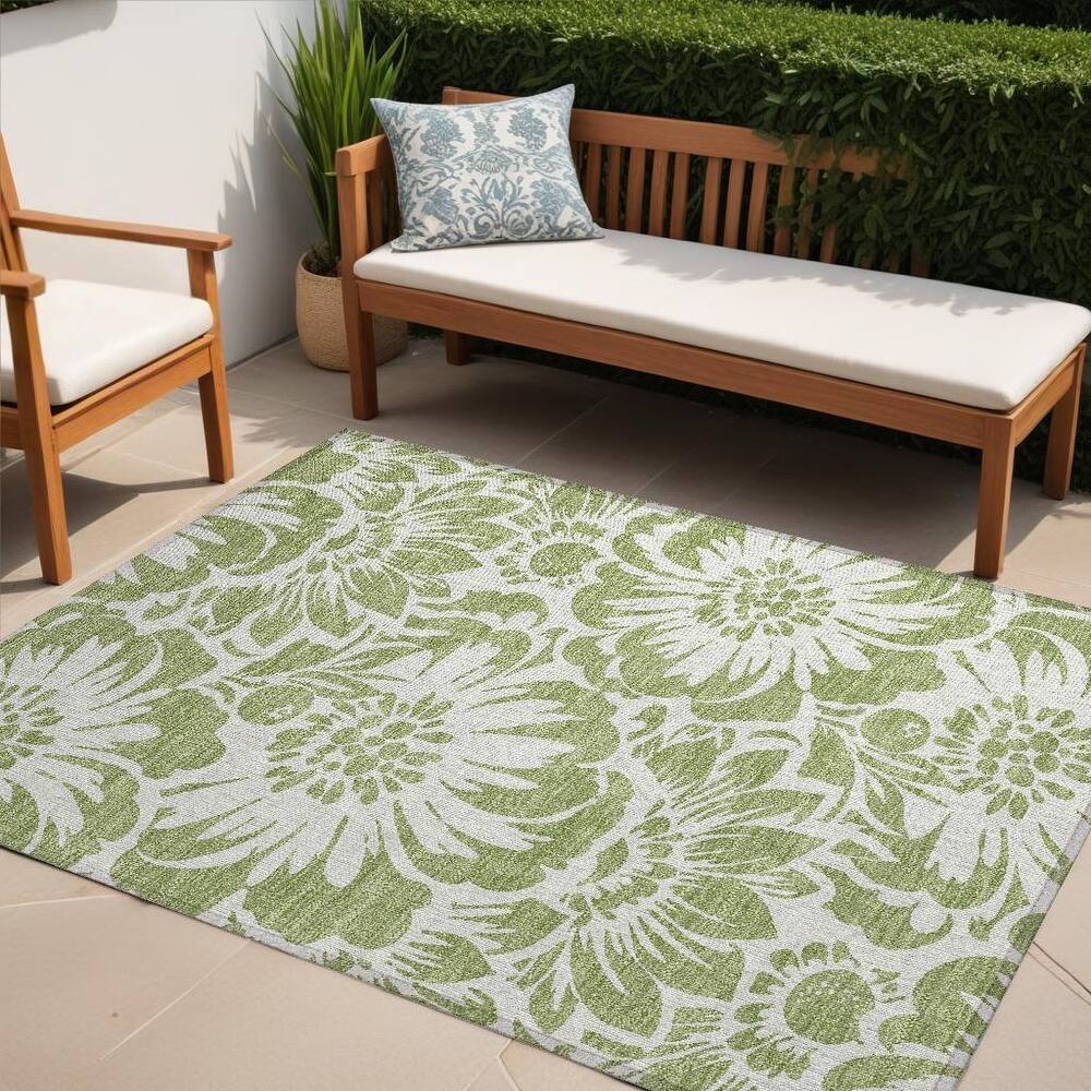 Cafi Botanic Elegance Weather Resistant Timeless Fusion Outdoor Rug
