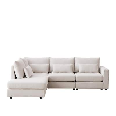 100.2Inch Convertible L Shaped Sectional Sofa,Linen Fabric Couch