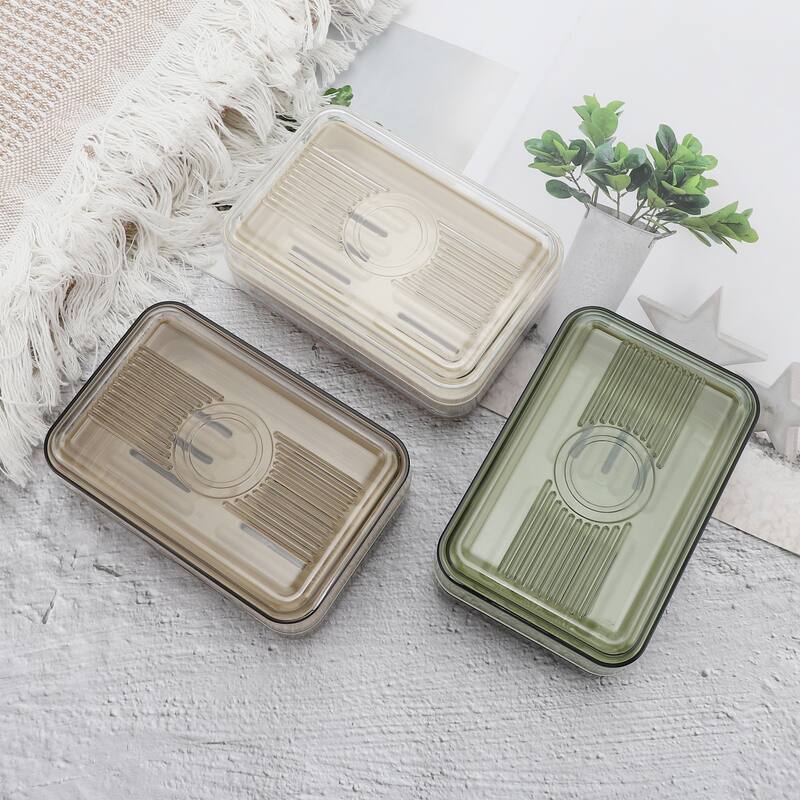 Waterproof with Cover Soap Holder for Bathroom 5.35"x3.54"x2.01" 1 Pc