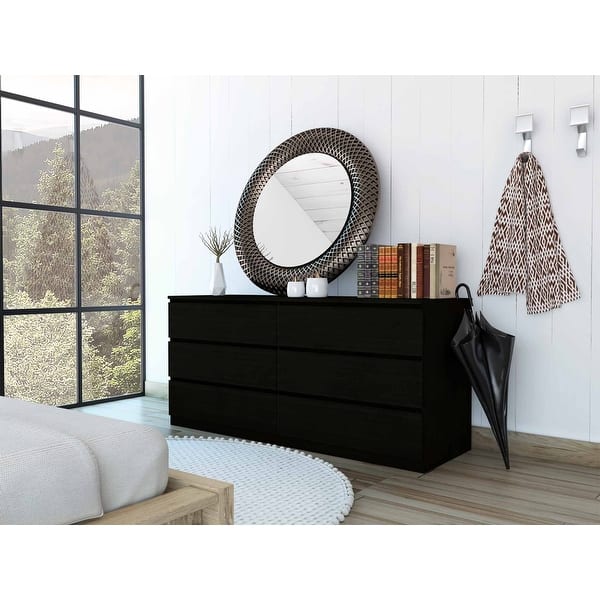 slide 2 of 3, 60" Black Six Drawer Double Dresser