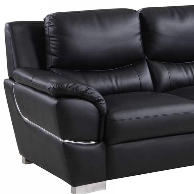 37" Chic Black Leather Loveseat
