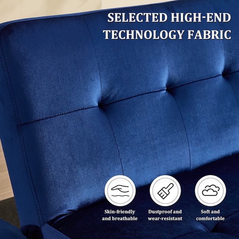 Foldable Fashion Sofa Bed High End Flannel Fabric Back Adjustable Sofa Recliner Futon, Modern Fashion Sofa with Charging Port