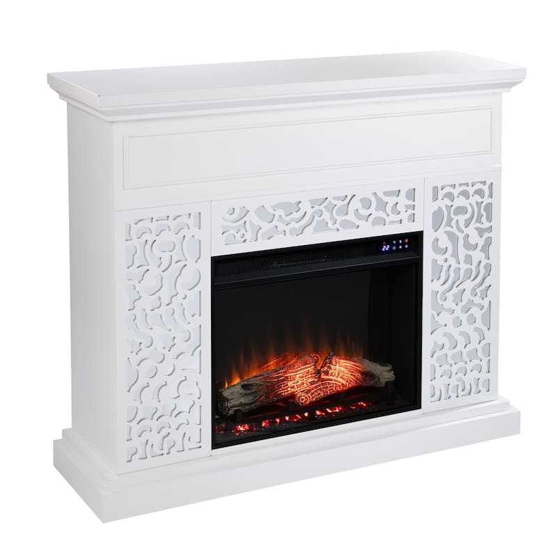 SEI Furniture Westmont Contemporary White Wood Electric Fireplace