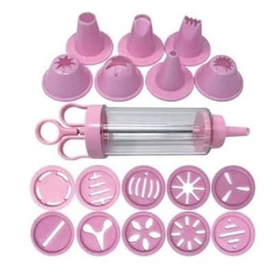 Handy Housewares 19pc Cookie & Cake Decorating Set - Includes Frosting Syringe, Cookie Stencil Caps and Decorating...