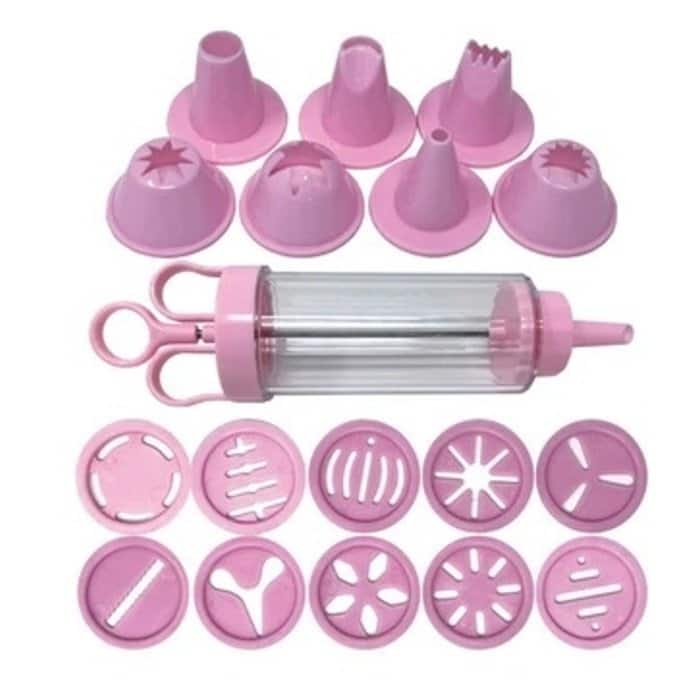 Handy Housewares 19pc Cookie & Cake Decorating Set - Includes Frosting Syringe, Cookie Stencil Caps and Decorating...