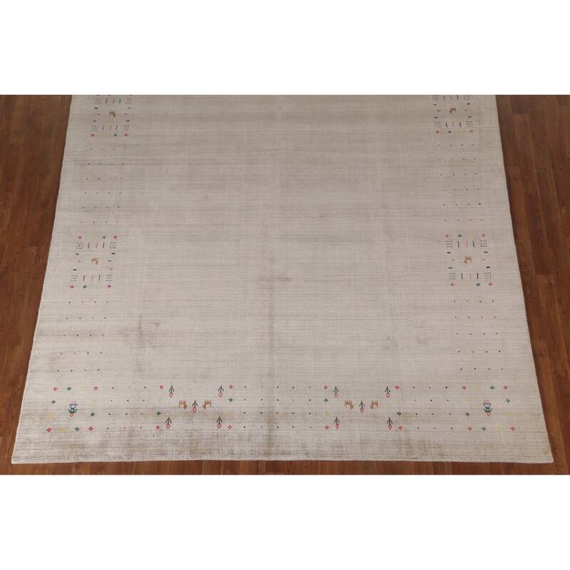 Gabbeh Area Rug Hand-Knotted Tribal Wool Carpet - 7'10" x 9'10"