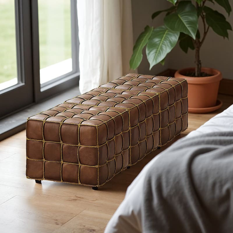 Art Leon Genuine Leather Ottoman Bench