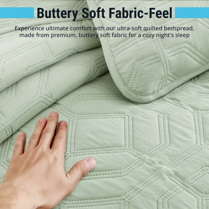 HLC.ME Logan - 3 Piece Size Quilt Set, Lightweight Bedspread Coverlet Set