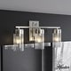 preview thumbnail 1 of 8, Hunter Gatz Ribbed Glass Vanity Wall Light - Bathroom - Glam, Fluted Glass - Damp Rated! 3 Light - Brushed Nickel