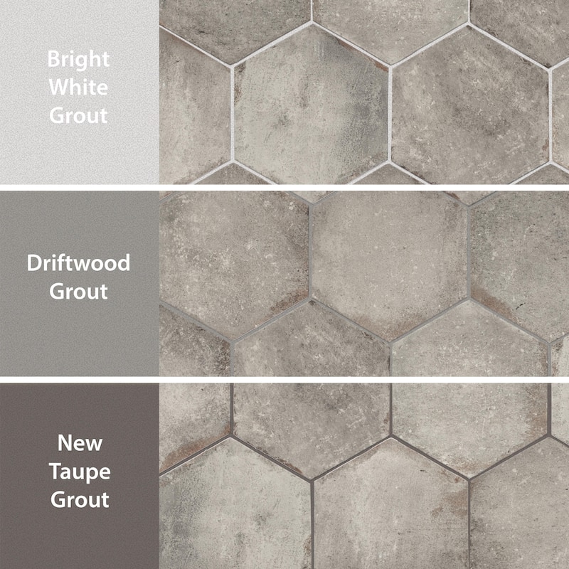 Merola Tile D'Anticatto Hex Grigio 11" x 12-3/4" Porcelain Floor and Wall Tile