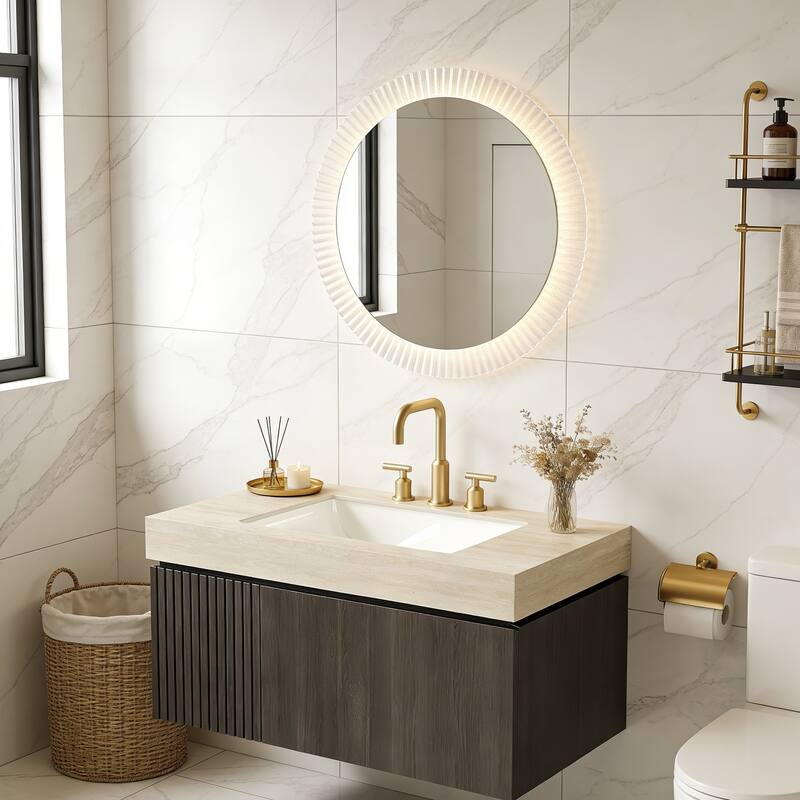 Mondern Floating Bathroom Vanity with 3 Pre-drilled Faucet Holes