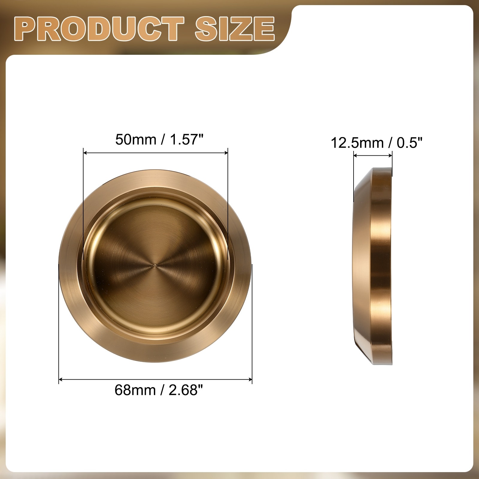 Round Glass Sliding Door Handles, Stainless Steel Back-to-Back Bathroom Handle with Adhesive Stickers for Shower - Medium