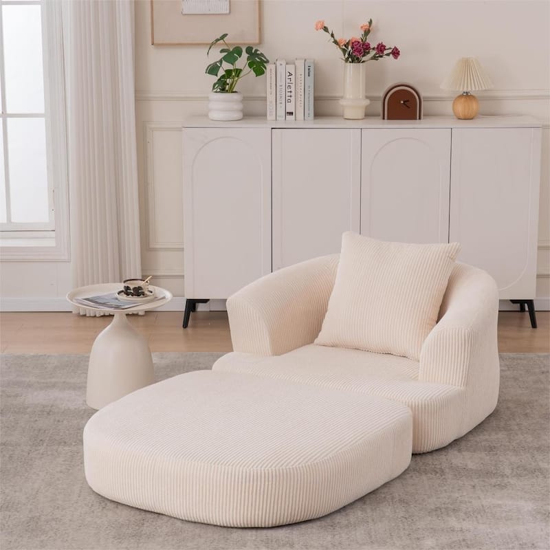 Corduroy Foldable Single Recliner Sofa