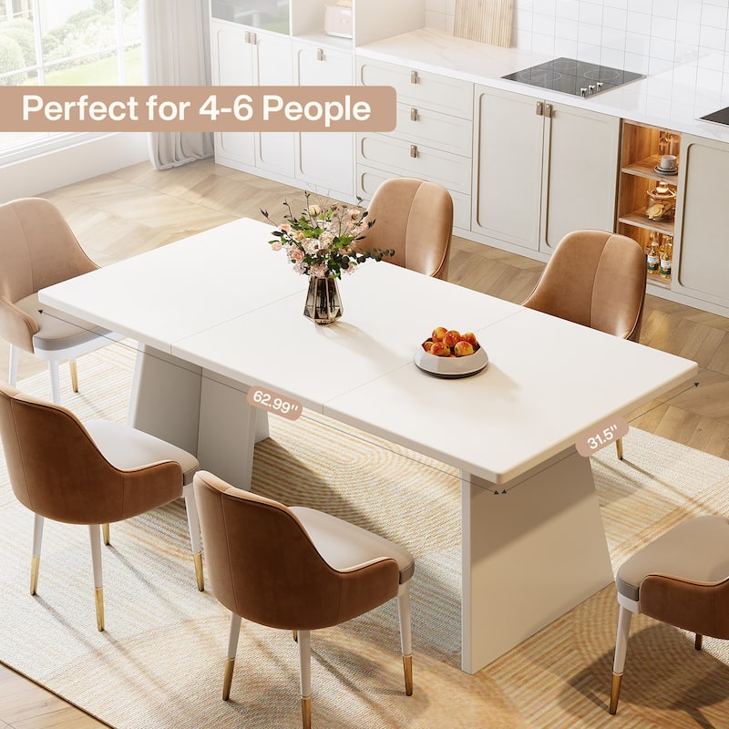 63 Inches Modern White Dining Table for Kitchen Dining Room - 31.5"D x 62.99"W x 29.53"H