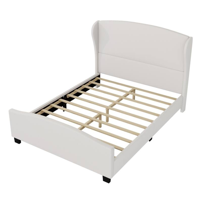 51" High Headboard Wingback Linen Upholstered Bed