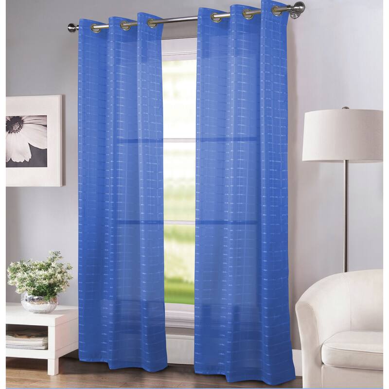 Porch & Den Modena Box Voile 90-inch Grommet Curtain Panel - Neon Blue