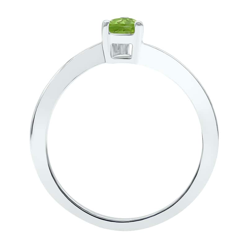 Women's Solitaire Peridot Wave Ring in 10K White Gold