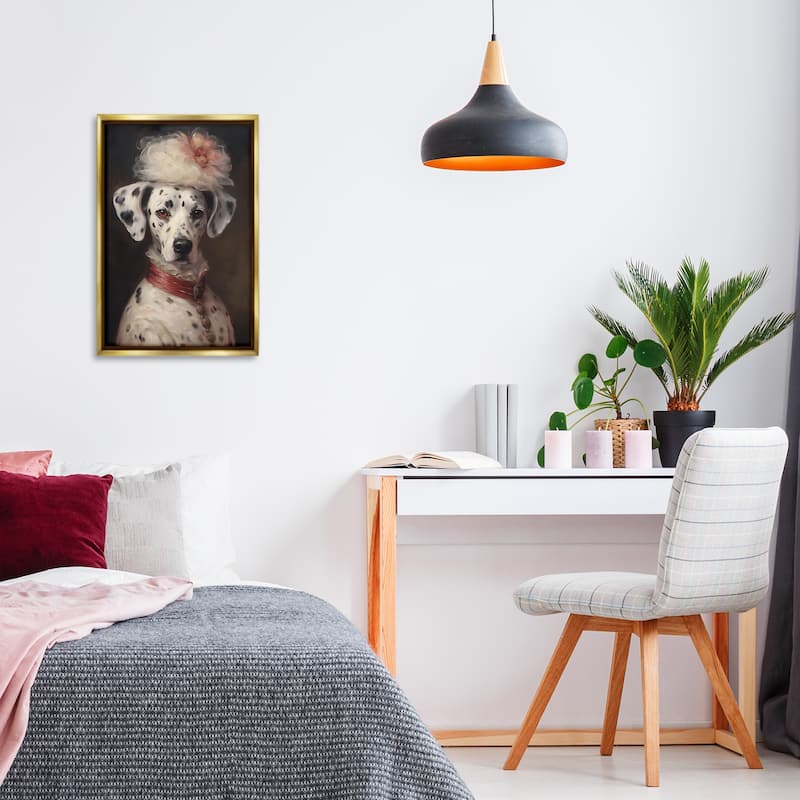Stupell Dalmatian with Fancy Hat Portrait Framed Floater Canvas Wall Art Design By Wumples
